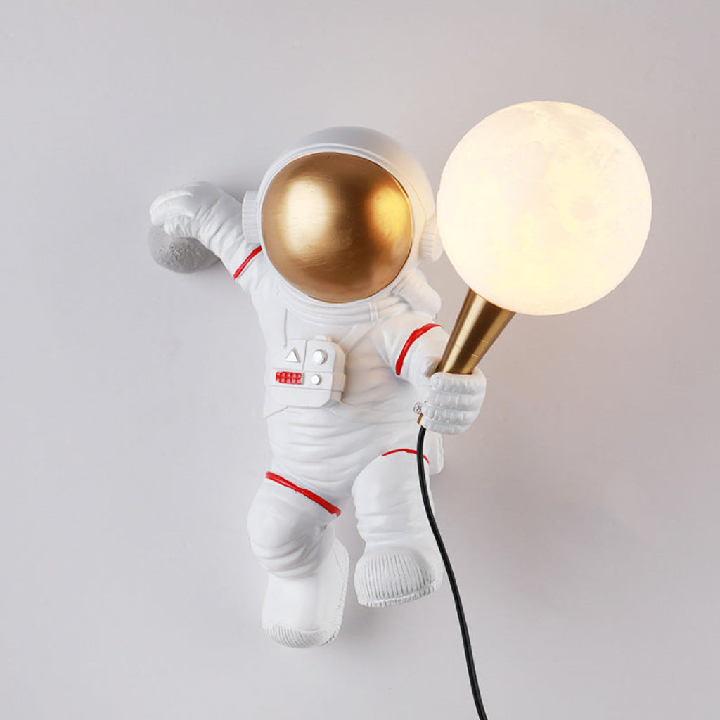 Modern Astronaut Resin Table & Wall Lamp – 3D Printed Moon Shade Accent Light