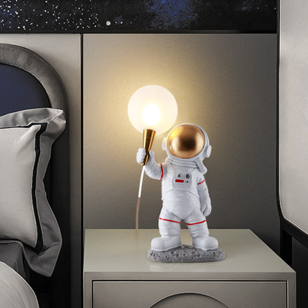 Modern Astronaut Resin Table & Wall Lamp – 3D Printed Moon Shade Accent Light