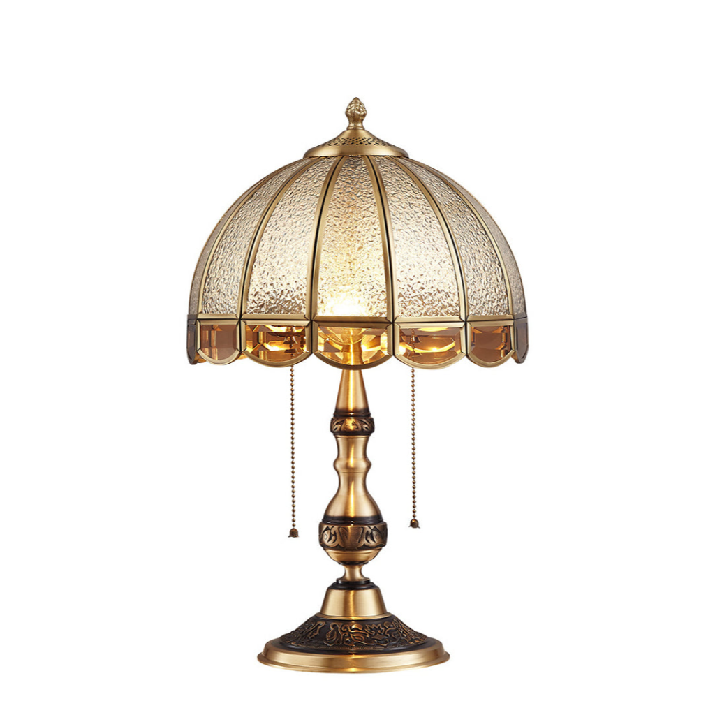 Luxury Gold Copper & Frosted Glass Table Lamp with Dual E26 Lights, Modern Bedside Accent Lamp for Living Room & Bedroom