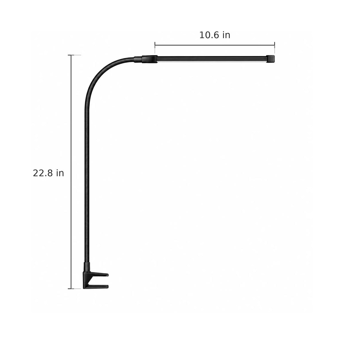 Clip-On Desk Lamp - Dimensions