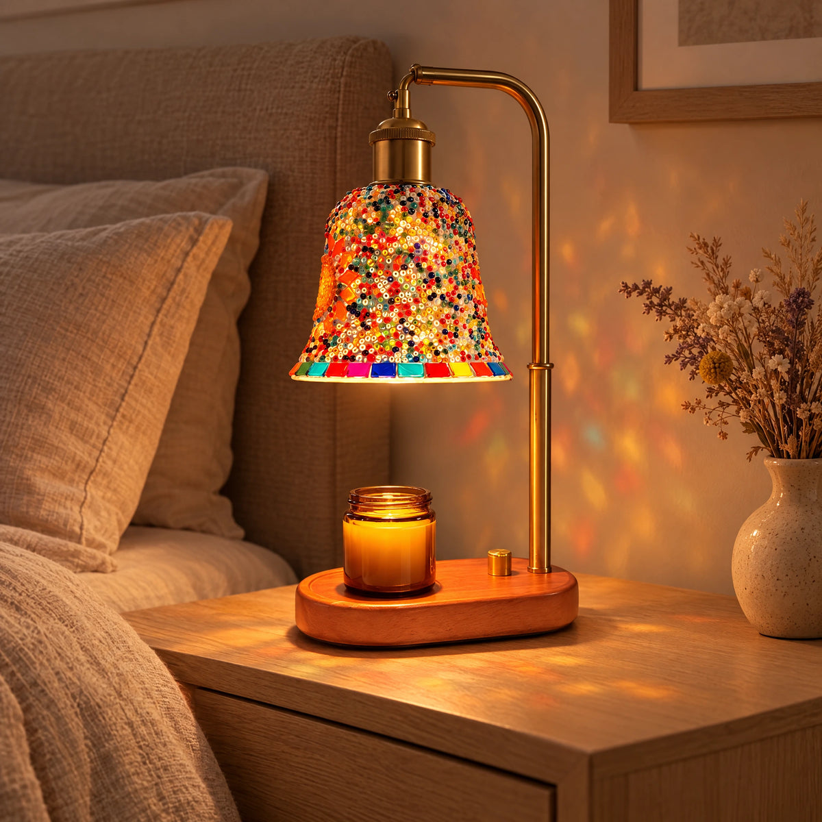 Mosaic Glass Candle Warmer Lamp - Oval Base