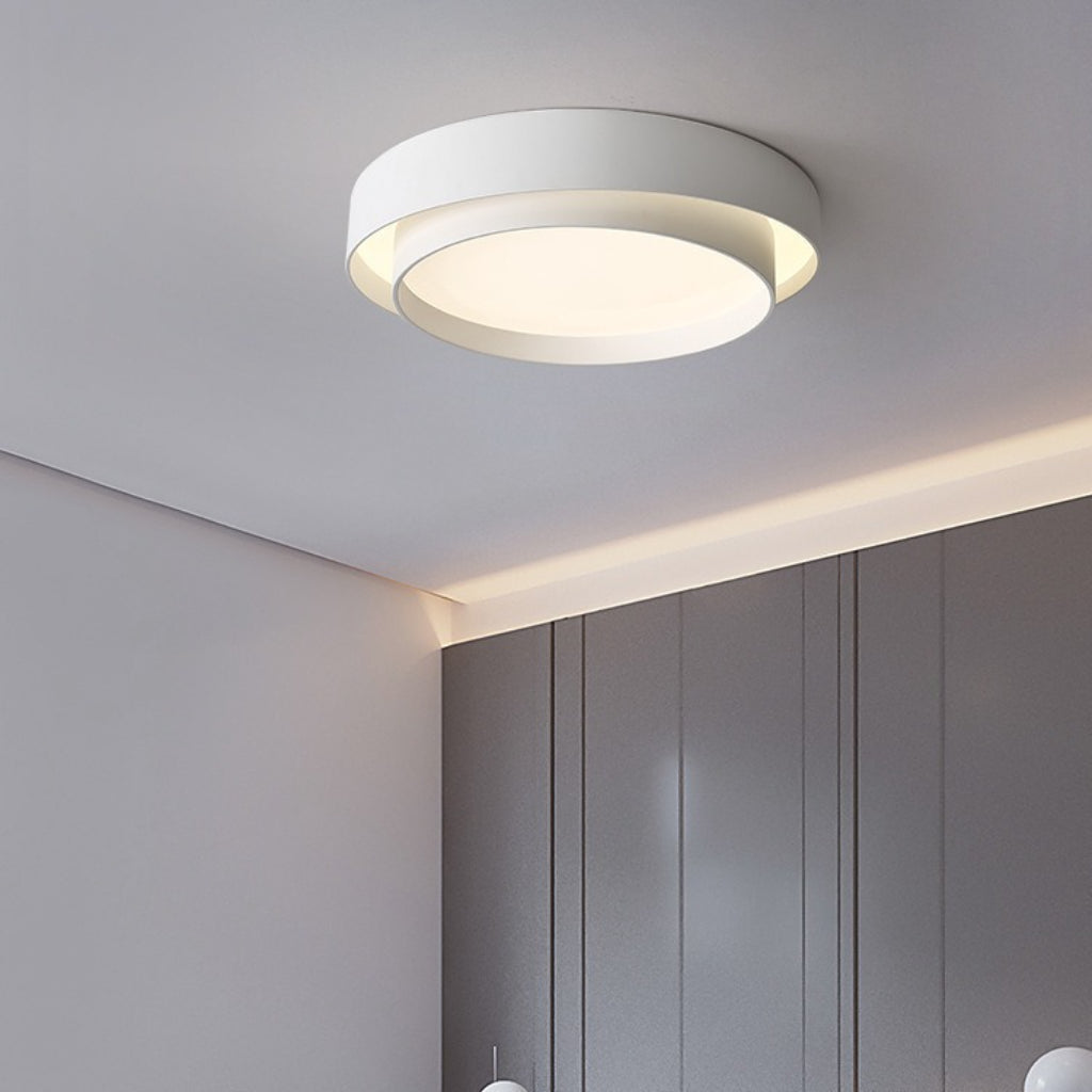 Japanese Modern LED Ceiling Light – Wood Grain Acrylic Flush Mount with Dimmable Three-Color Lighting