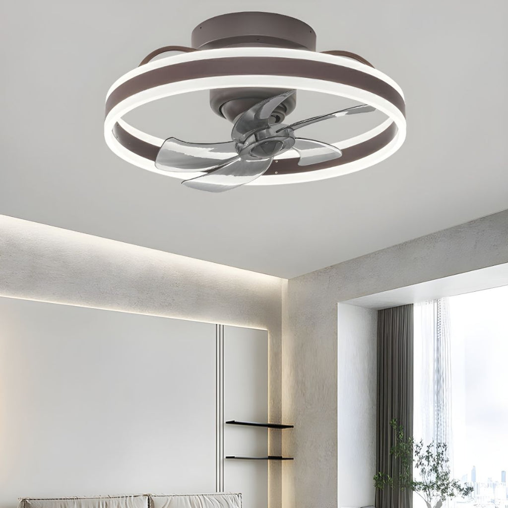 Modern Ceiling Fans with Double Ring LED, 15.7"/19.7", 4 Colors Velumoza