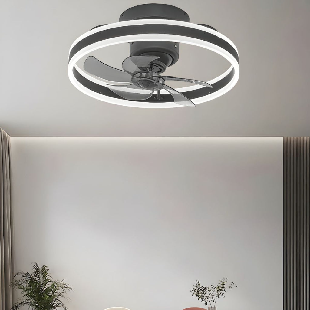 Modern Ceiling Fans with Double Ring LED, 15.7"/19.7", 4 Colors Velumoza