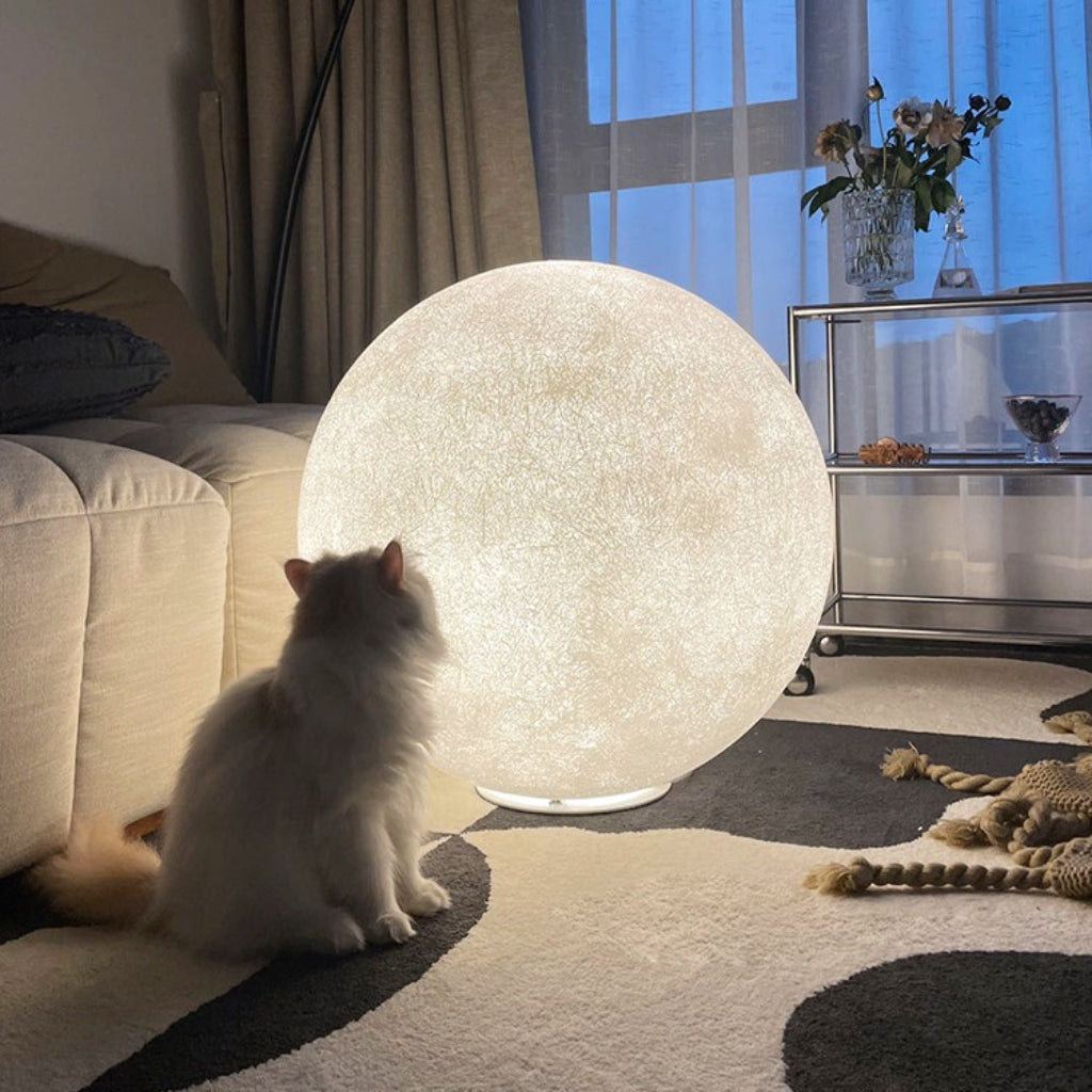 Modern Moon Floor Lamp, Warm White LED Resin Standing Lamp, 110V US Plug, Minimalist Ambient Floor Light for Living Room & Bedroom