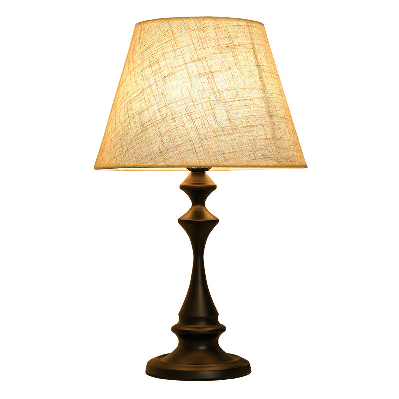 Modern European Style Bedside Table Lamp – Vintage Fabric Shade Night Light with US Plug & 110V Cord