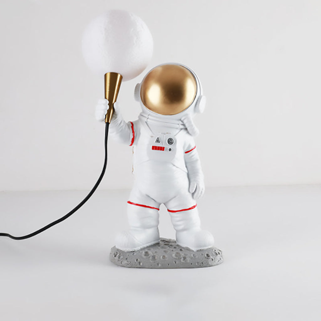 Modern Astronaut Resin Table & Wall Lamp – 3D Printed Moon Shade Accent Light