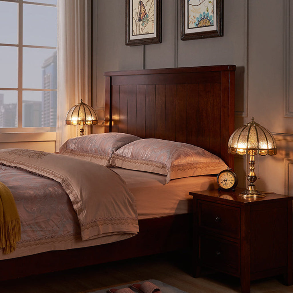 Luxury Gold Copper & Frosted Glass Table Lamp with Dual E26 Lights, Modern Bedside Accent Lamp for Living Room & Bedroom