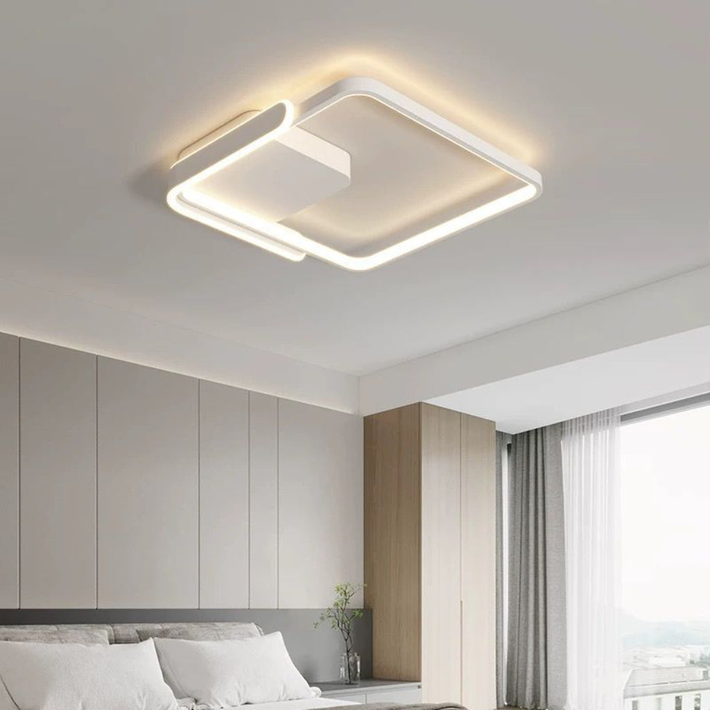 Modern 56W LED Ceiling Light – 19.69 in Round & Square Dimmable Fixture in Black or White Velumoza
