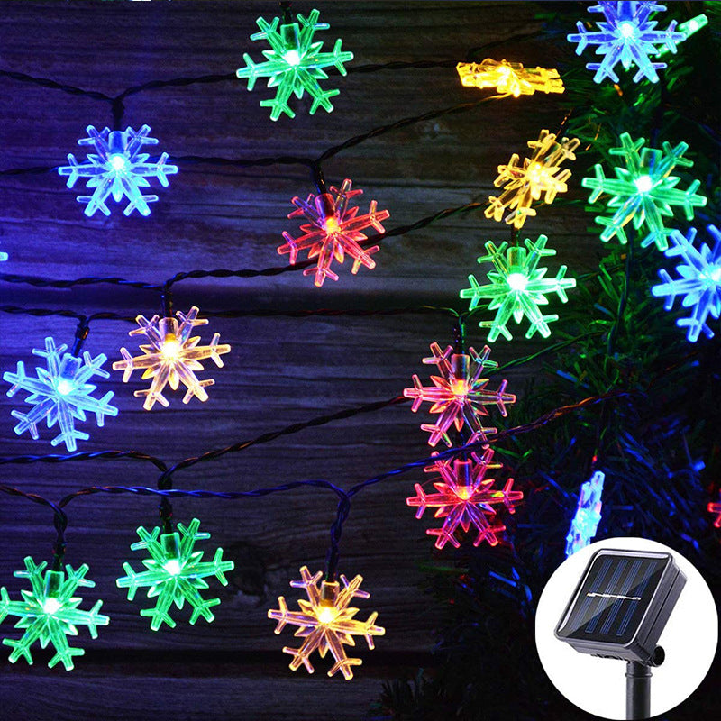 Cross-Border LED solar snowflake light string Garden Festival small lights Christmas tree decoration hanging lights flashing lights Velumoza