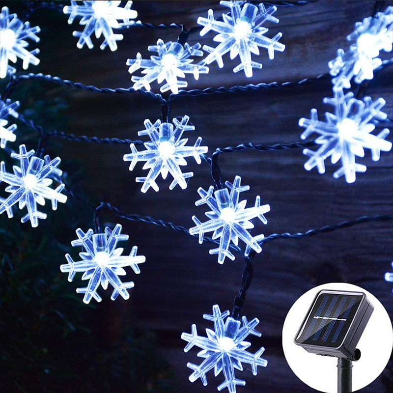 Cross-Border LED solar snowflake light string Garden Festival small lights Christmas tree decoration hanging lights flashing lights Velumoza