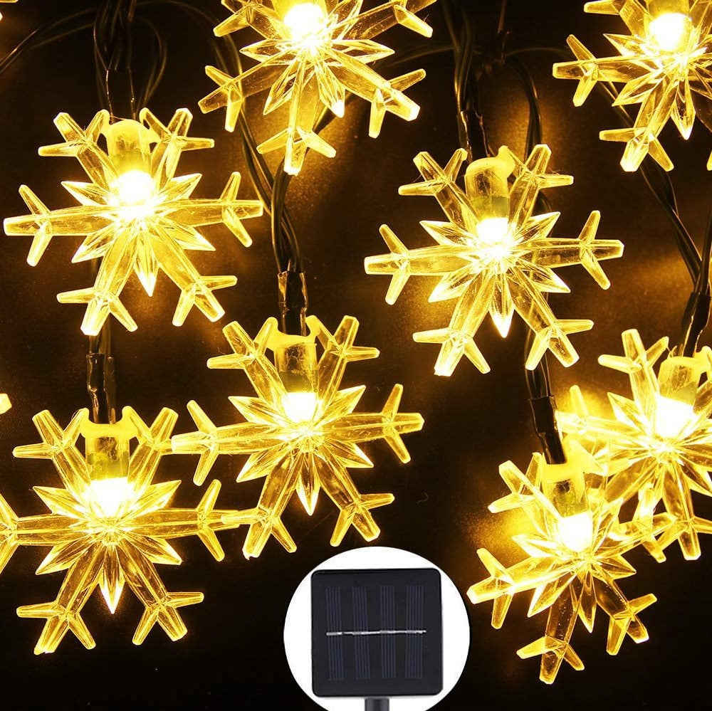 Cross-Border LED solar snowflake light string Garden Festival small lights Christmas tree decoration hanging lights flashing lights Velumoza