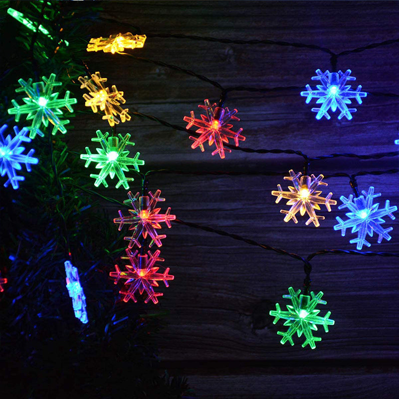 Cross-Border LED solar snowflake light string Garden Festival small lights Christmas tree decoration hanging lights flashing lights Velumoza
