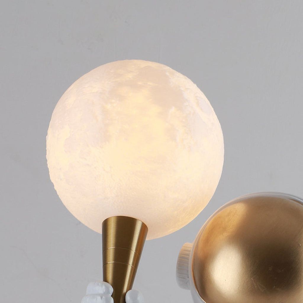 Modern Astronaut Resin Table & Wall Lamp – 3D Printed Moon Shade Accent Light