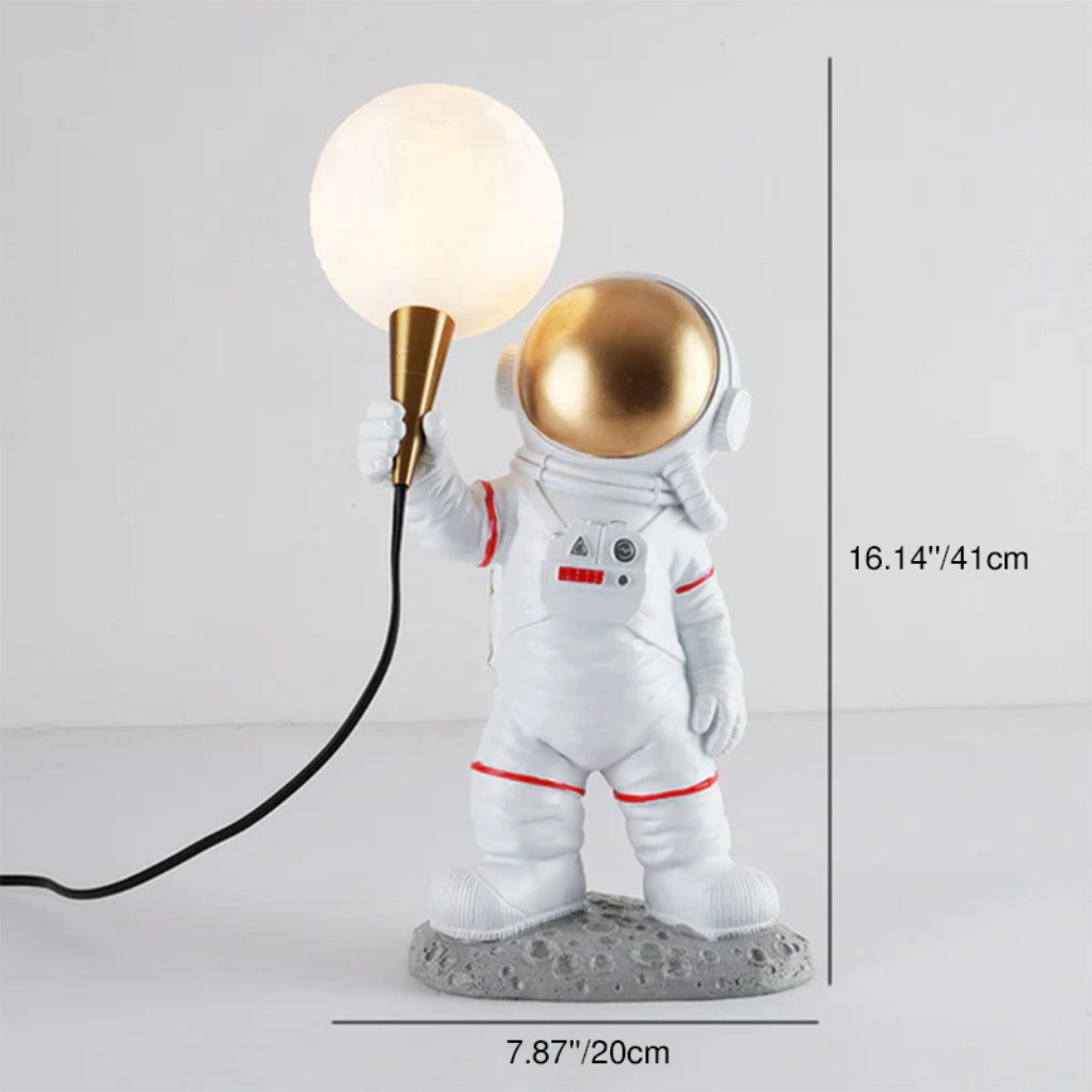 Modern Astronaut Resin Table & Wall Lamp – 3D Printed Moon Shade Accent Light