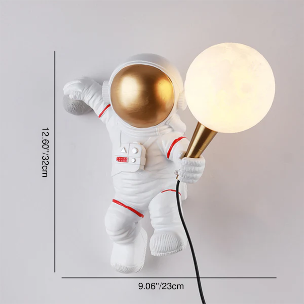 Modern Astronaut Resin Table & Wall Lamp – 3D Printed Moon Shade Accent Light