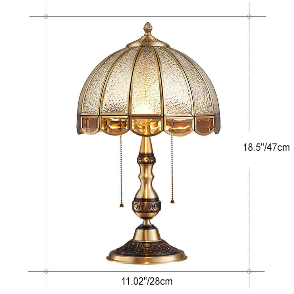 Luxury Gold Copper & Frosted Glass Table Lamp with Dual E26 Lights, Modern Bedside Accent Lamp for Living Room & Bedroom