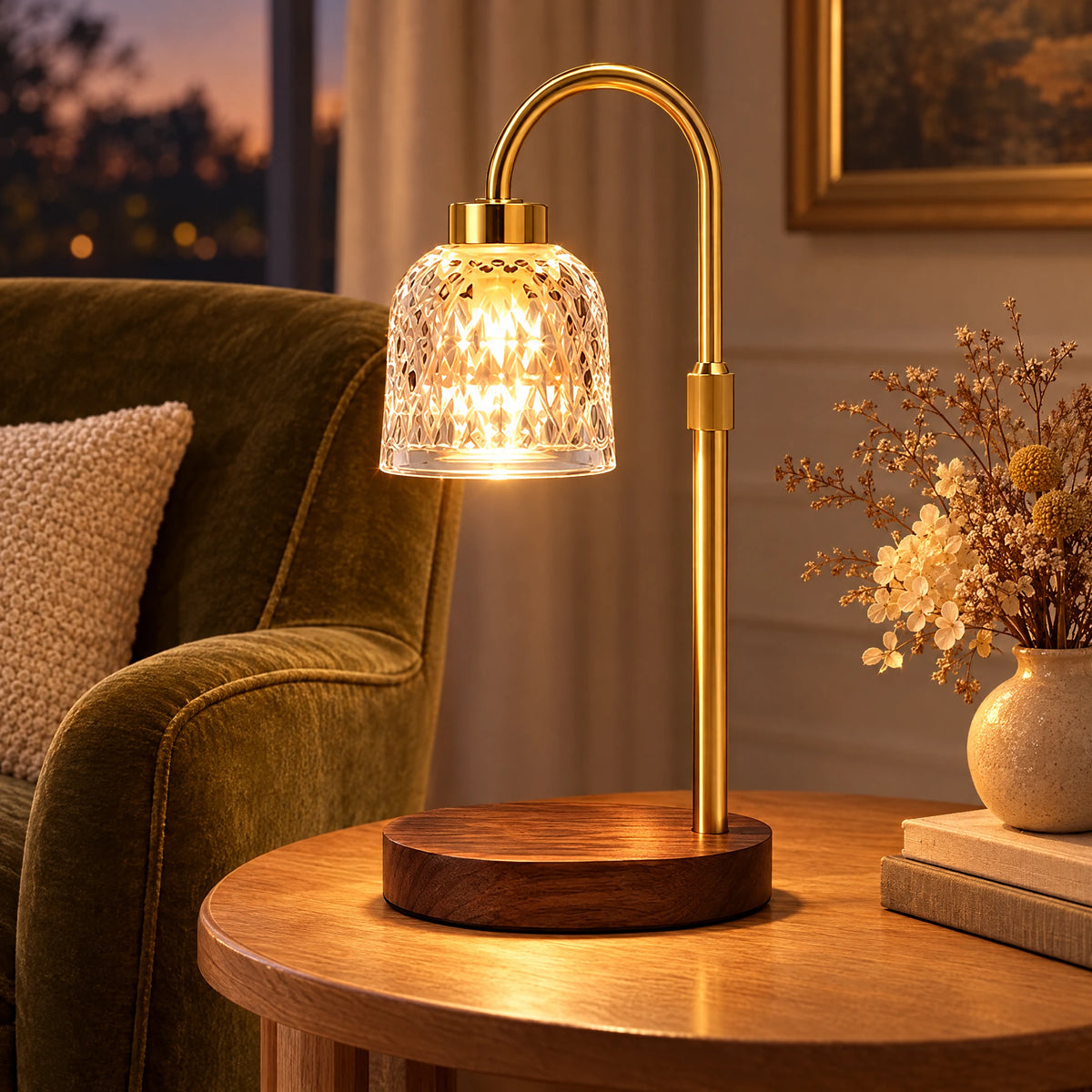 Diamond-Cut Glass Candle Warmer Lamp