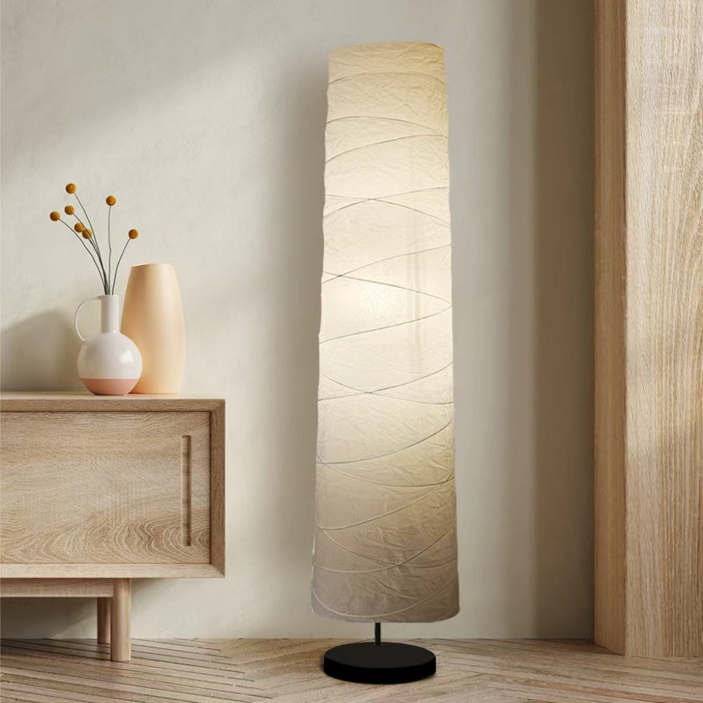 Scandinavian Nordic Floor Lamp with Paper Shade, Modern Minimalist Standing Lamp