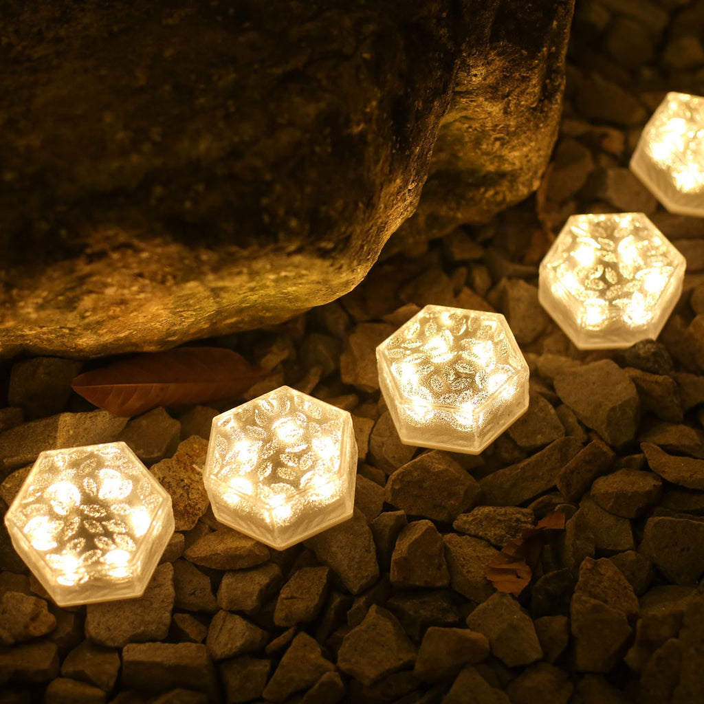 Solar Hexagon LED Floor Light – IP65 Waterproof Outdoor Garden Pathway Tile Lamp for Steps, Walkways & Courtyard Decoration Velumoza