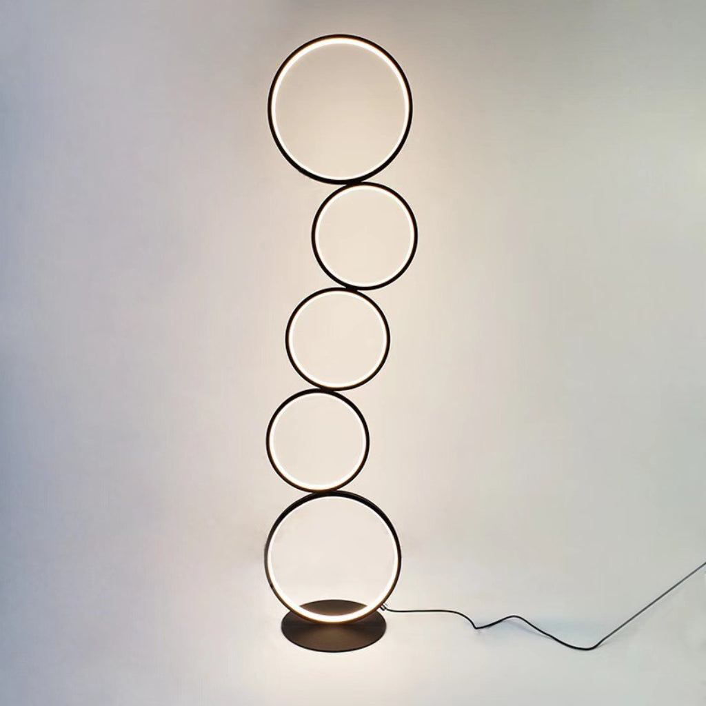Modern LED Ring Floor Lamp with Touch Dimming, Minimalist Standing Lamp for Living Room, Bedroom & Office, US Plug, 110V
