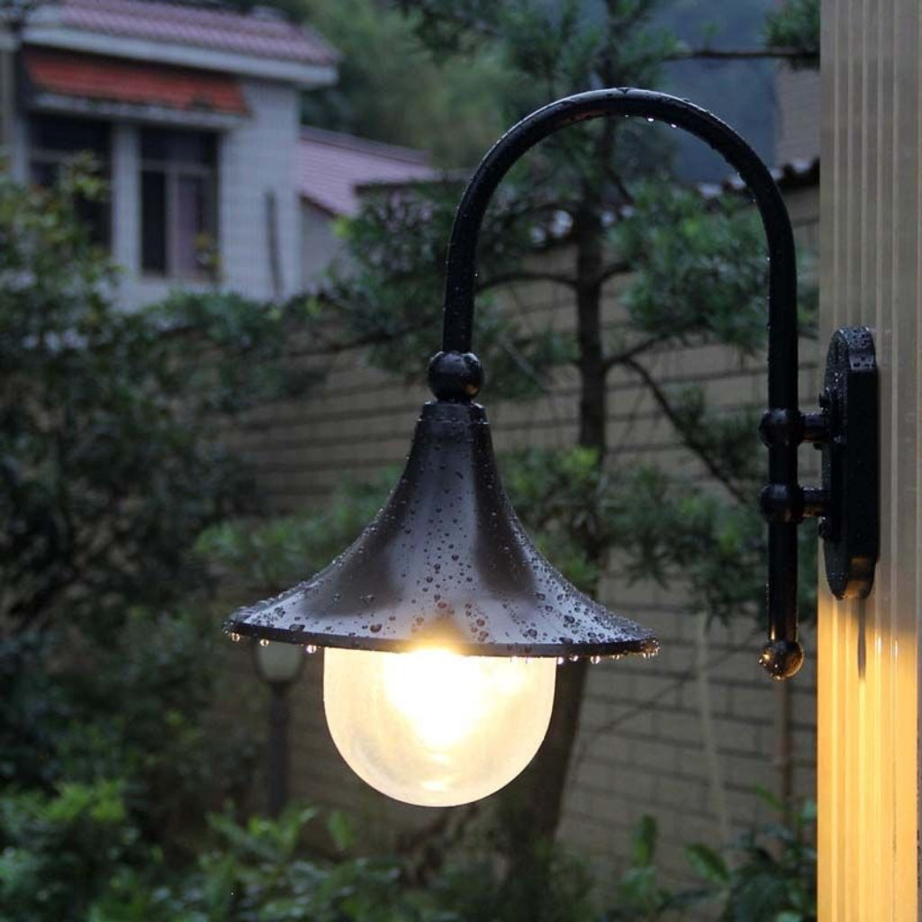 Nordic Minimalist Waterproof Outdoor Wall Sconce – Black & Bronze Cement Plaster LED Porch Light for Entryway, Balcony, Patio & Exterior Walls