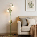French Pastoral Floral Floor Lamp – Cream Lily of the Valley Standing Lamp with Acrylic Shade, 110V US Plug