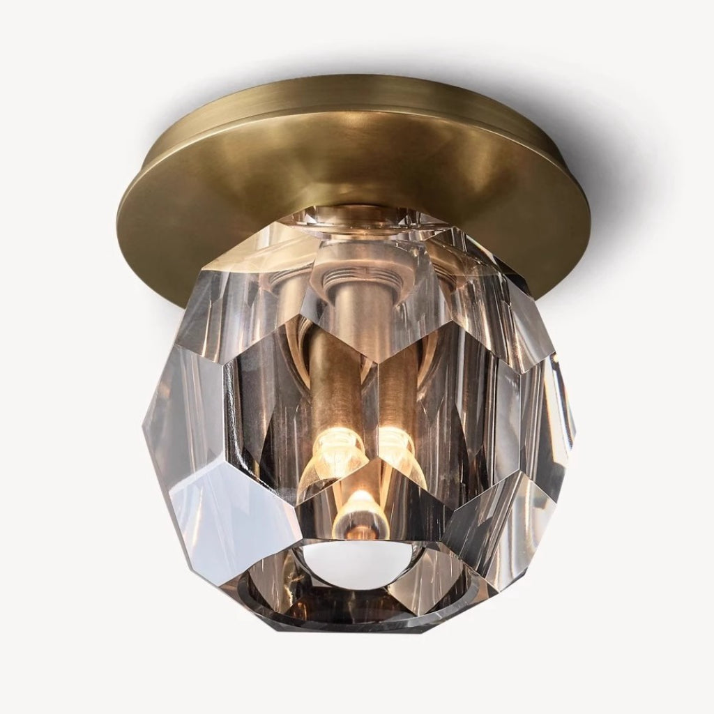 American Vintage Crystal Wall Sconce – Copper LED Wall Light with Crystal Shade, 110V