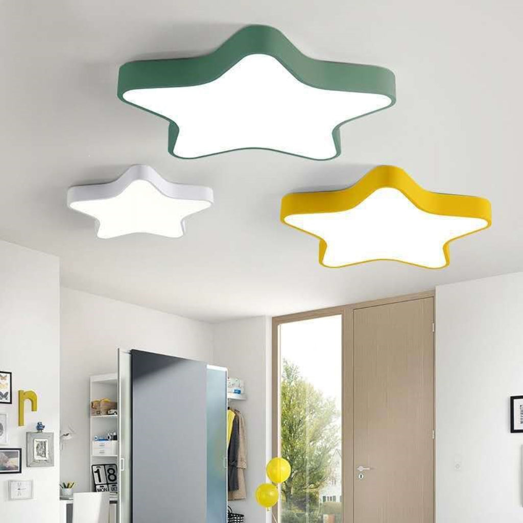 Colorful Star LED Ceiling Light – Ultra-Thin Modern Kids Bedroom Light, Dimmable 110V