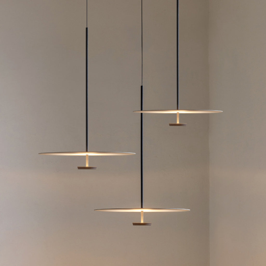 Nordic Flying Saucer LED Pendant Light – Modern Danish Minimalist Round Hanging Chandelier with Adjustable Height for Dining Room, Restaurant, Office & Bar – 110V Velumoza