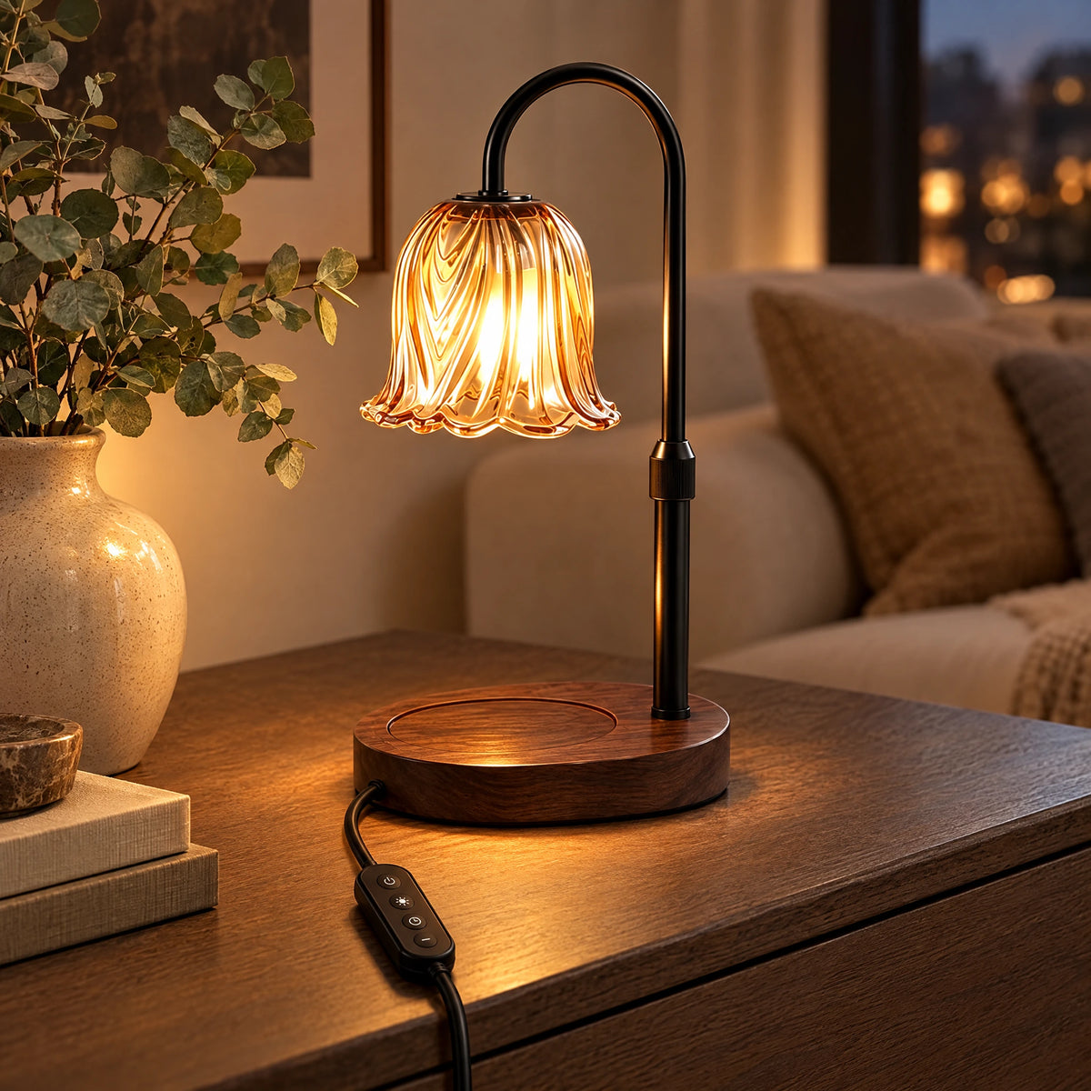 Lily of the Valley Candle Warmer Lamp - Black, Timer Dimmer