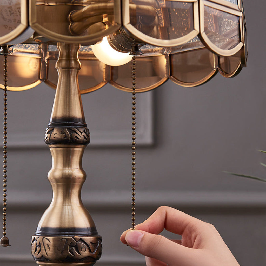 Luxury Gold Copper & Frosted Glass Table Lamp with Dual E26 Lights, Modern Bedside Accent Lamp for Living Room & Bedroom