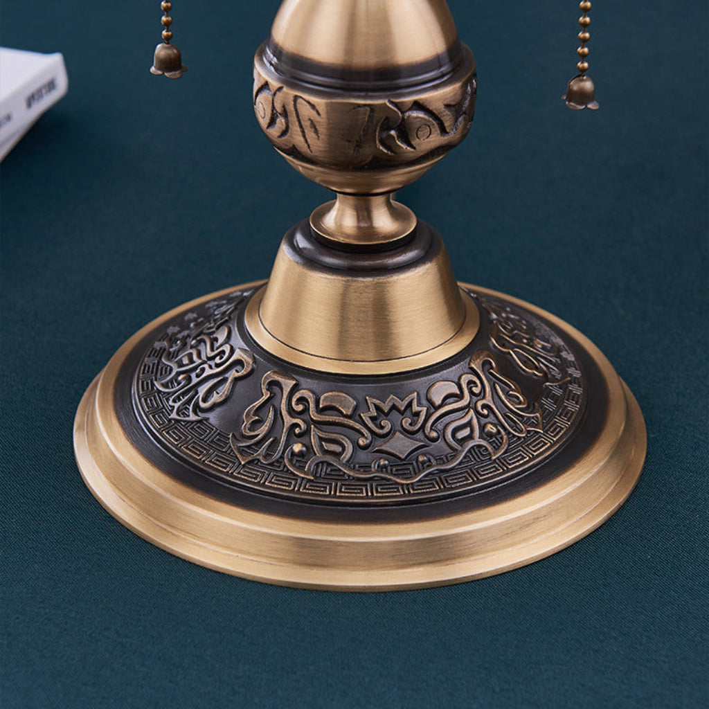 Luxury Gold Copper & Frosted Glass Table Lamp with Dual E26 Lights, Modern Bedside Accent Lamp for Living Room & Bedroom
