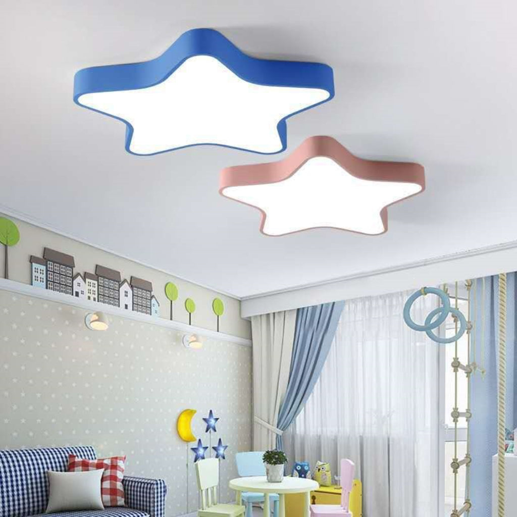 Colorful Star LED Ceiling Light – Ultra-Thin Modern Kids Bedroom Light, Dimmable 110V