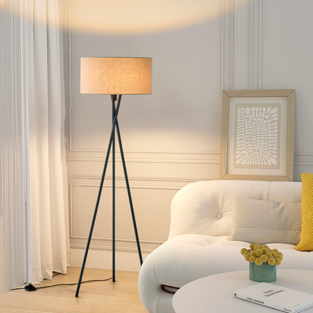 Modern Triangle Floor Lamp with Fabric Shade, 12W Dimmable LED Standing Lamp, 110V US Plug, Minimalist Living Room & Bedroom Floor Light