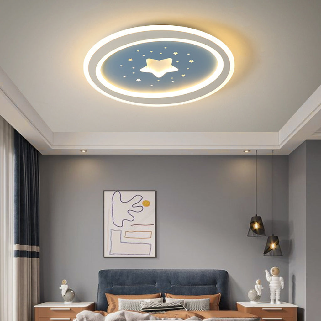 Modern 19.69-Inch 43W LED Ceiling Light for Kids’ Bedroom – Creative Colorful Flush Mount Fixture for Boys & Girls Rooms Velumoza