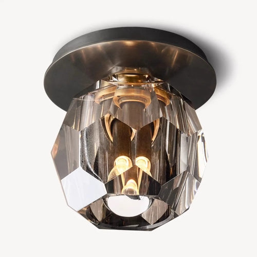 American Vintage Crystal Wall Sconce – Copper LED Wall Light with Crystal Shade, 110V