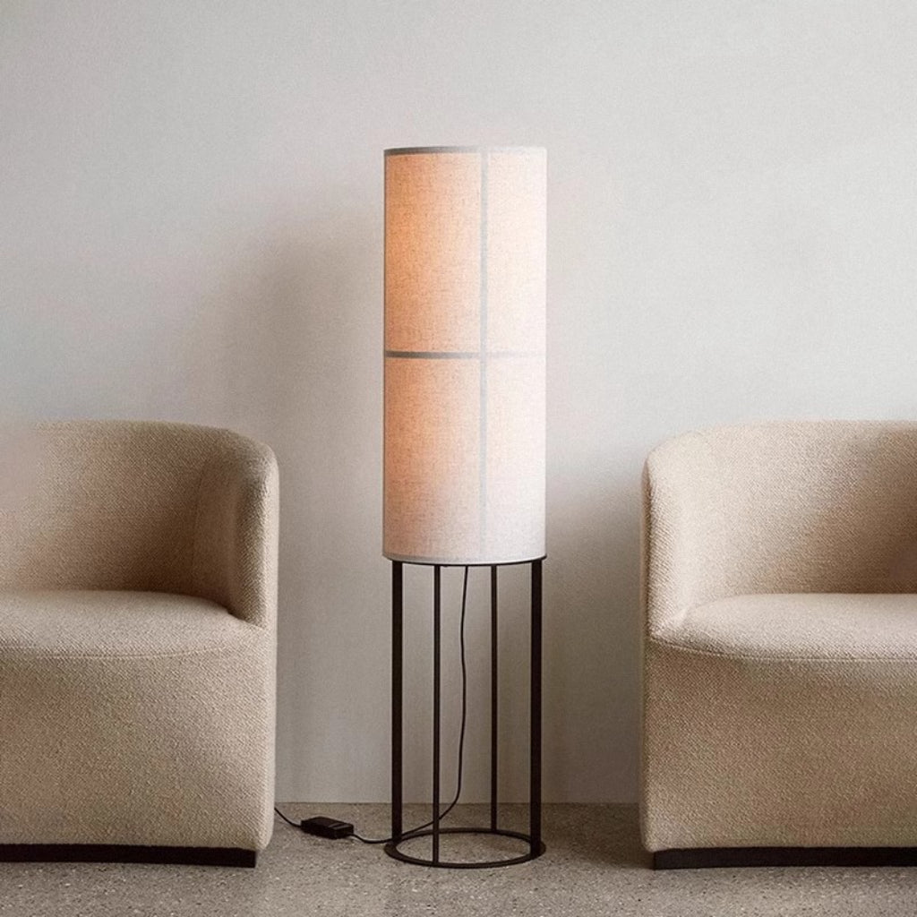 Modern Fabric Floor Lamp with Linen or White Shade, LED Standing Lamp, Iron Frame, 110V US Plug