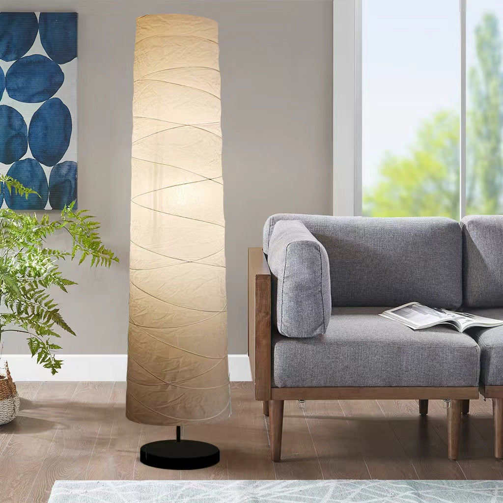 Scandinavian Nordic Floor Lamp with Paper Shade, Modern Minimalist Standing Lamp