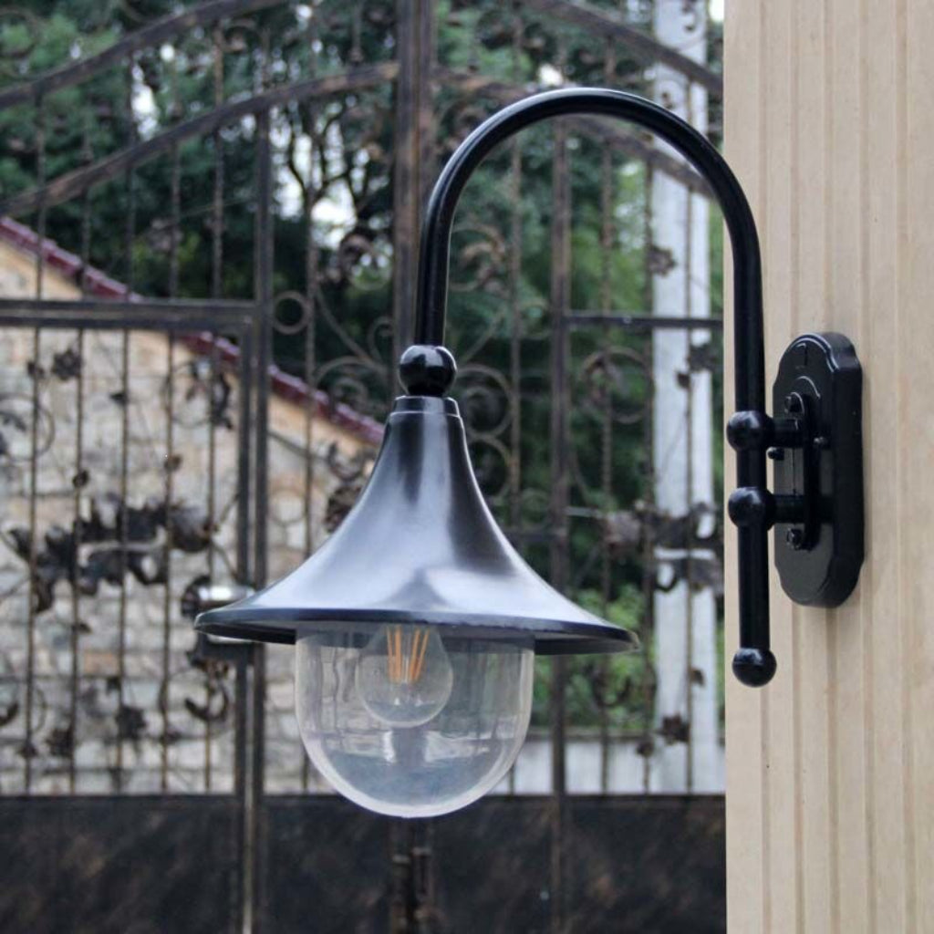 Nordic Minimalist Waterproof Outdoor Wall Sconce – Black & Bronze Cement Plaster LED Porch Light for Entryway, Balcony, Patio & Exterior Walls