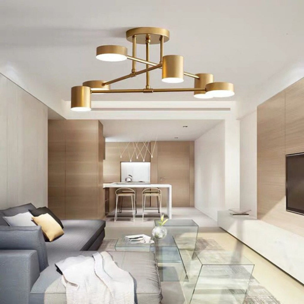 Nordic 6-Light Modern Ceiling Light – Black, Gold & White LED Fixture for Living Room, Bedroom & Dining Room
