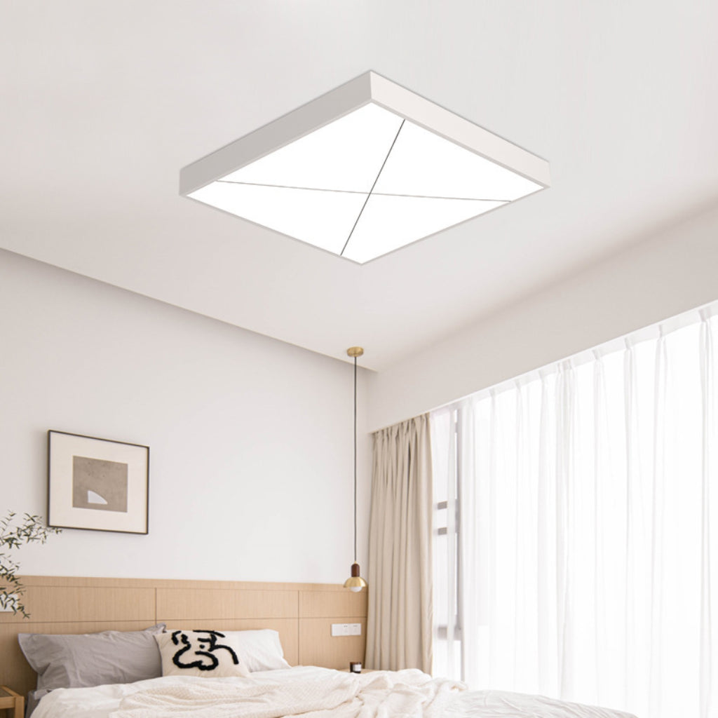 Japanese Rectangular LED Ceiling Light – Ultra-Thin Wood Grain Modern Flush Mount, Dimmable Remote Control, 110V