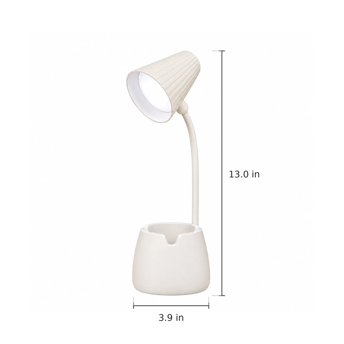 LED Desk Lamp with Pen Holder Base - Dimensions