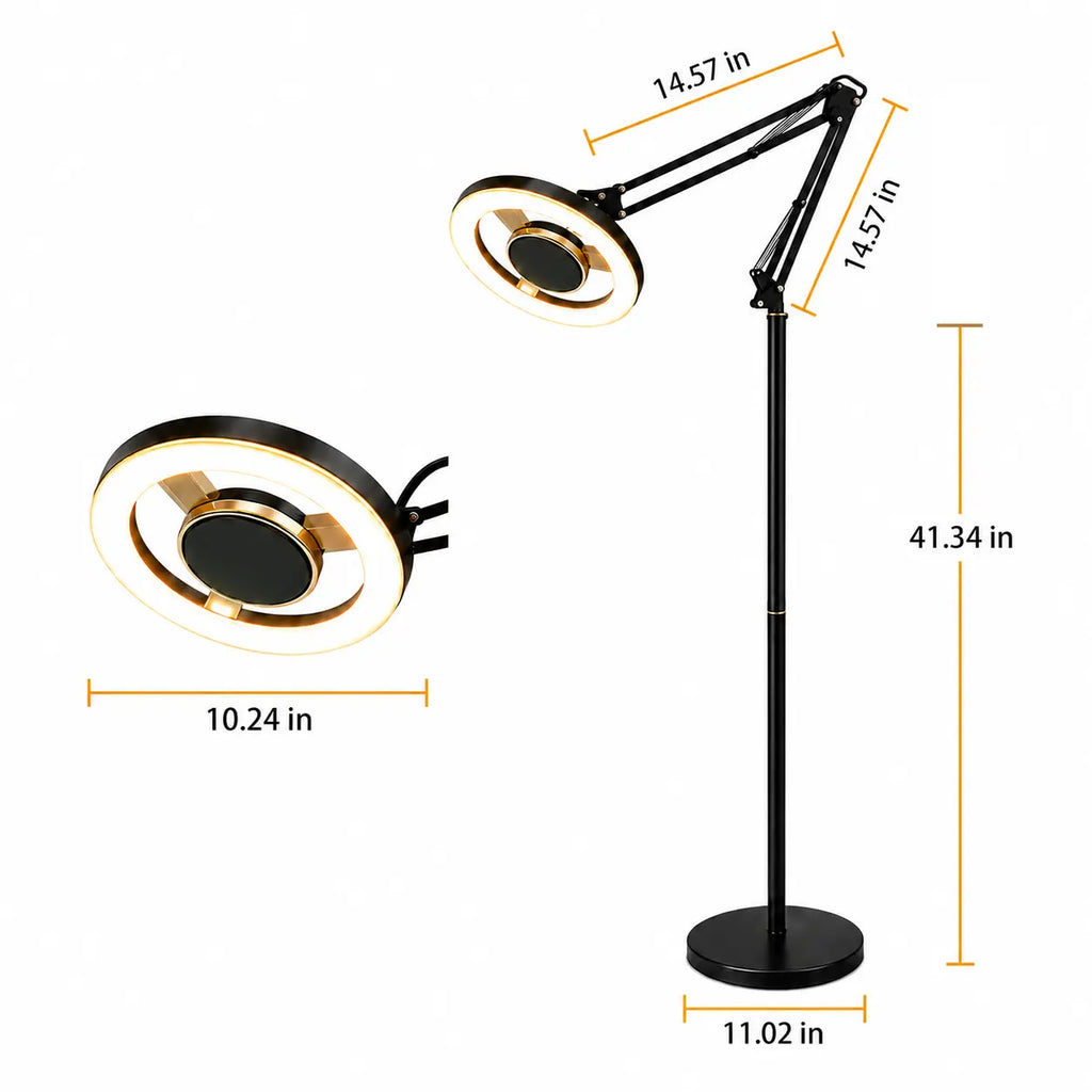 38W LED Eye-Care Floor Lamp – Super Bright Adjustable Beauty, Tattoo & Lash Work Light with Remote Control, 110V US Plug