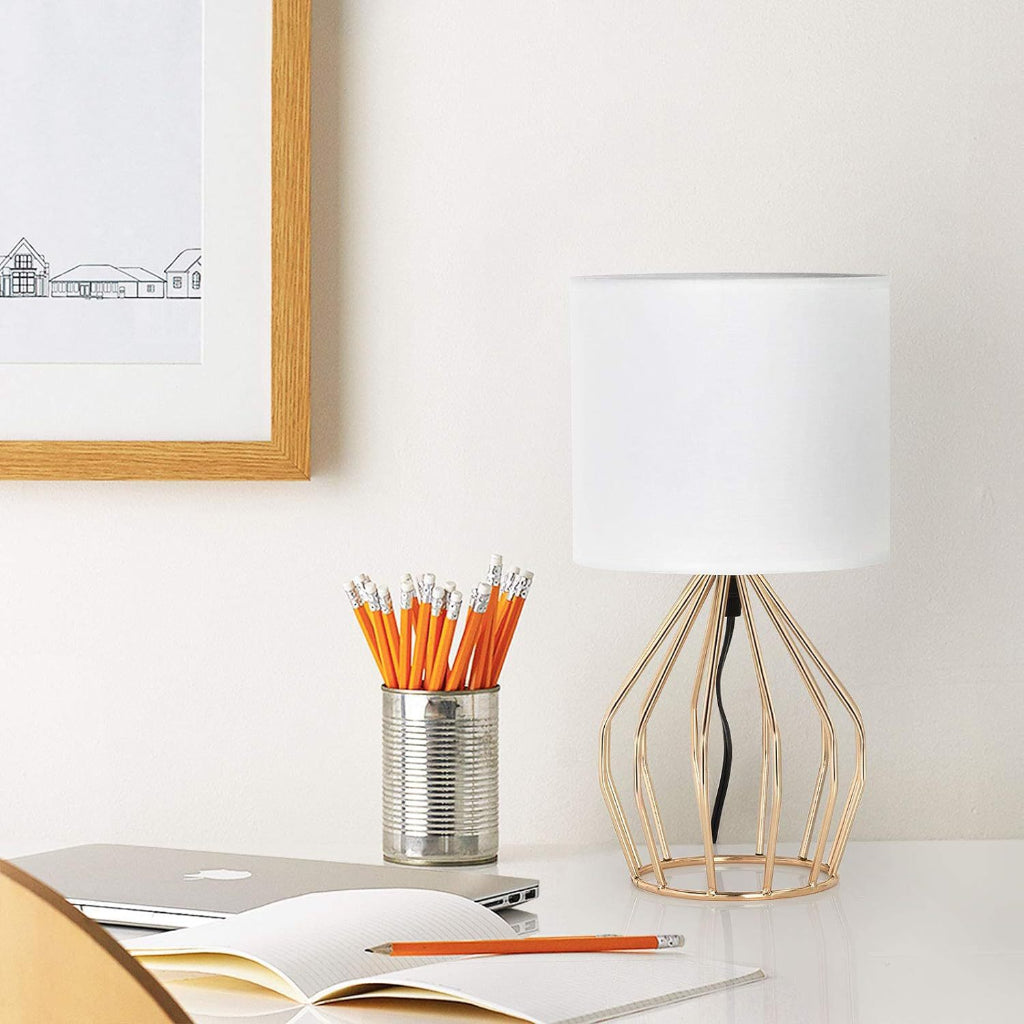 Retro Industrial Table Lamp with Linen Shade, Black Metal Body, 110V US Plug for Bedroom Velumoza