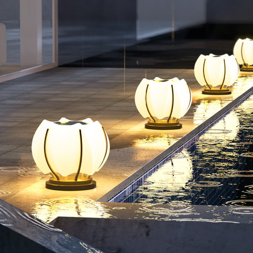 Solar Lotus Pillar Light Outdoor Garden Lamp – IP65 Waterproof Stainless Steel Landscape Post Light for Gate, Yard & Courtyard Velumoza