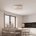 Hashira Wabi-Sabi Linen Ceiling Light – 3-Light Round LED Fixture for Bedroom & Living Room, 110V