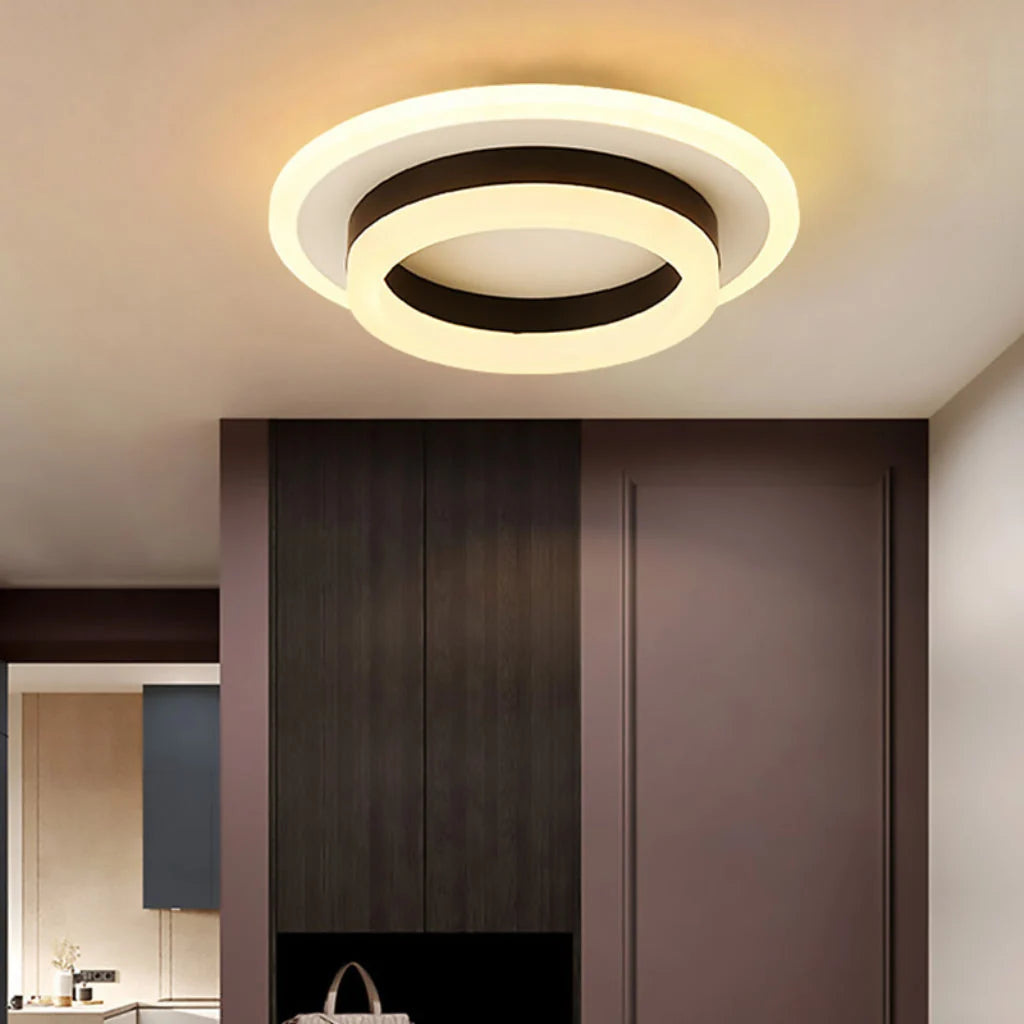 Square or Round Flush Mount Ceiling Light, 3-Color LED, Black or Gold Velumoza