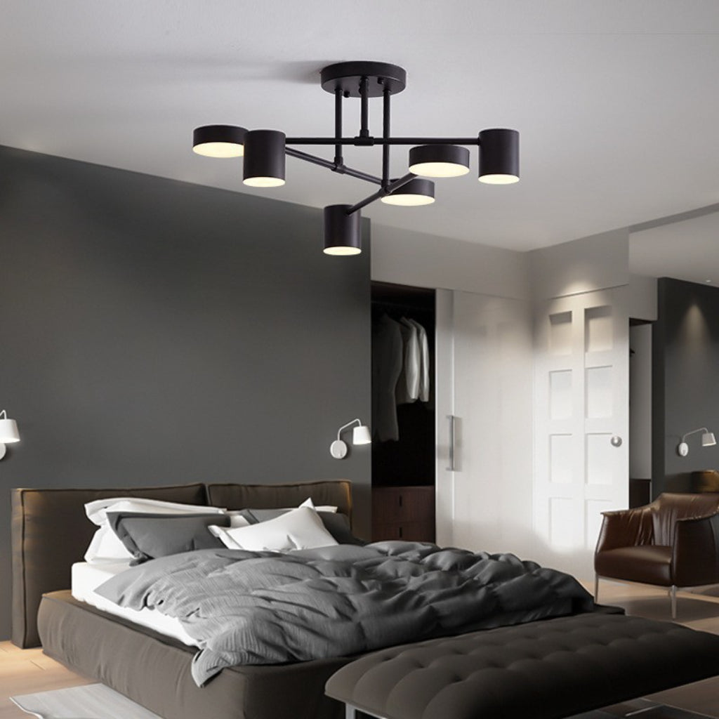 Nordic 6-Light Modern Ceiling Light – Black, Gold & White LED Fixture for Living Room, Bedroom & Dining Room