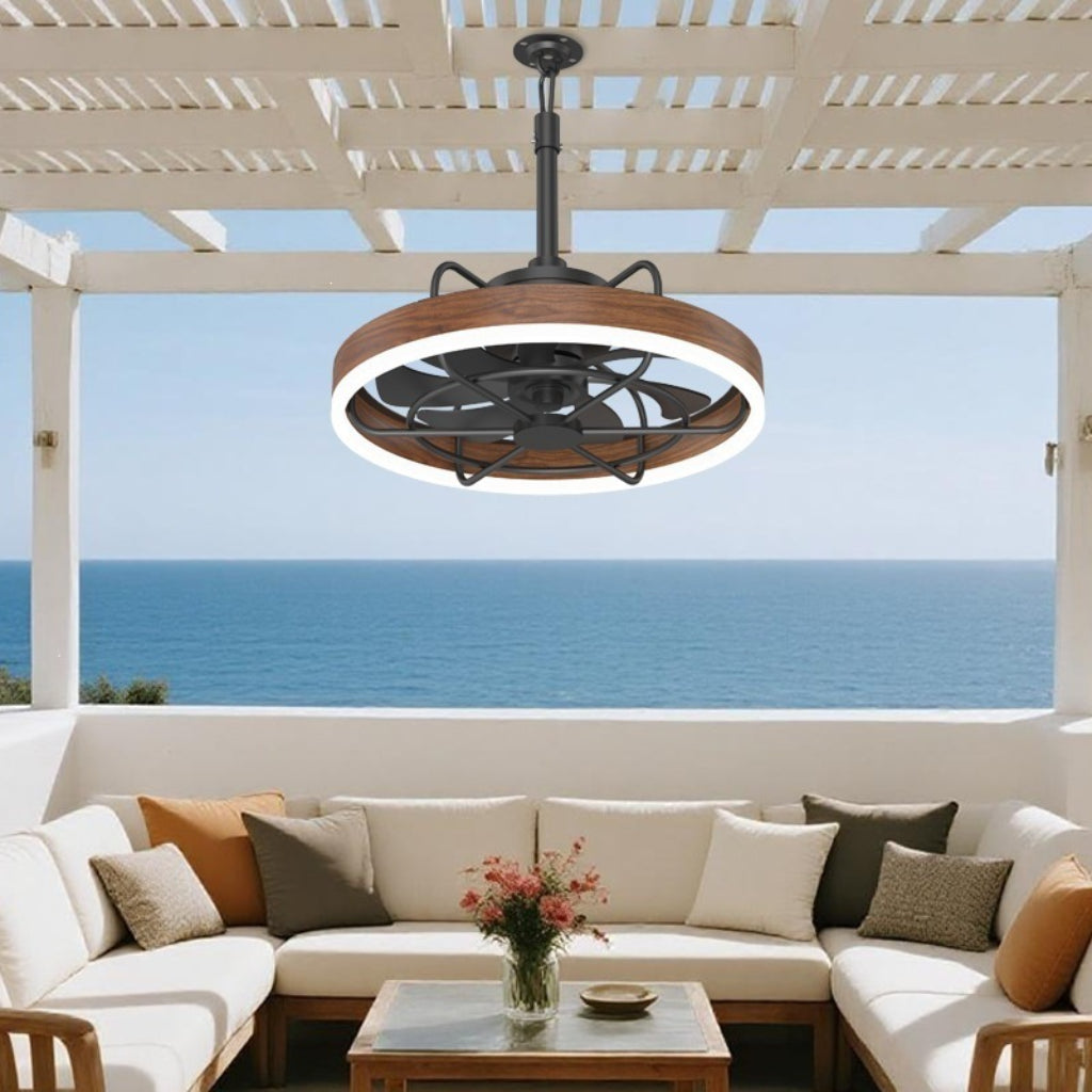 Outdoor Ceiling Fan Light with LED Lamp – 110V Waterproof Smart Remote Control Patio Fan for Balcony, Garden & Courtyard Velumoza